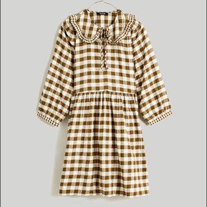 Madewell Gingham Collared Puff-Sleeve Mini Dress WORN ONCE XXL